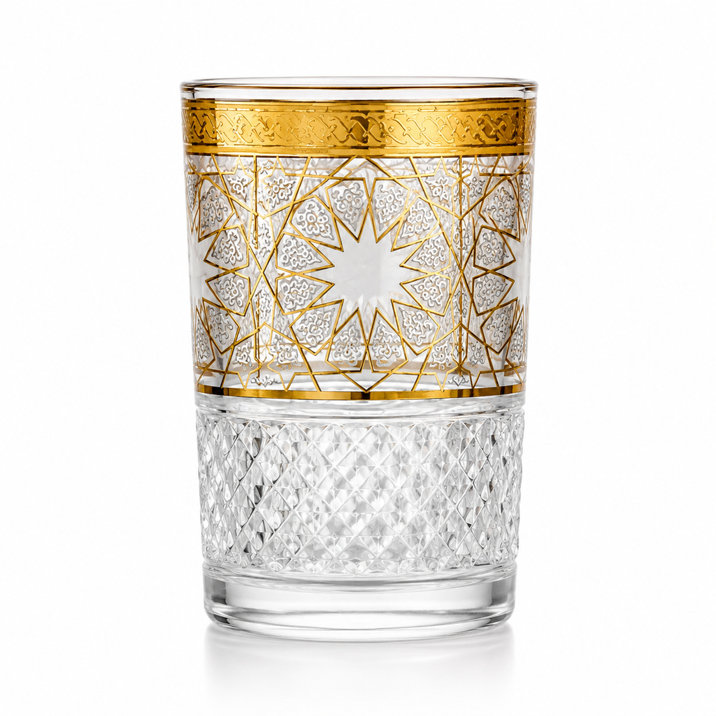 12 Theeglazen Sedri goud met zilver