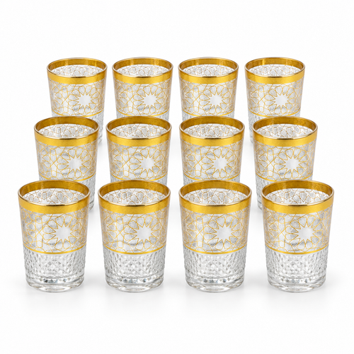 12 Theeglazen Sedri goud met zilver - set van 12