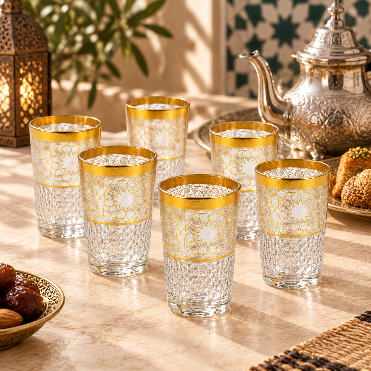 12 Theeglazen Sedri goud met zilver - sfeerfoto
