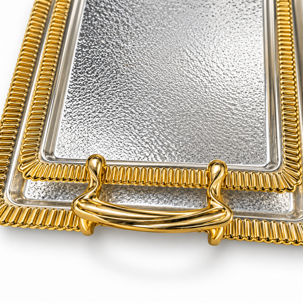 Dienbladset zilver met gouden rand – detail