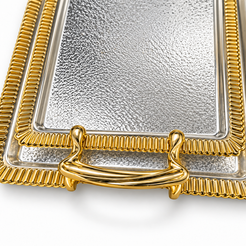 Dienbladset zilver met gouden rand – detail