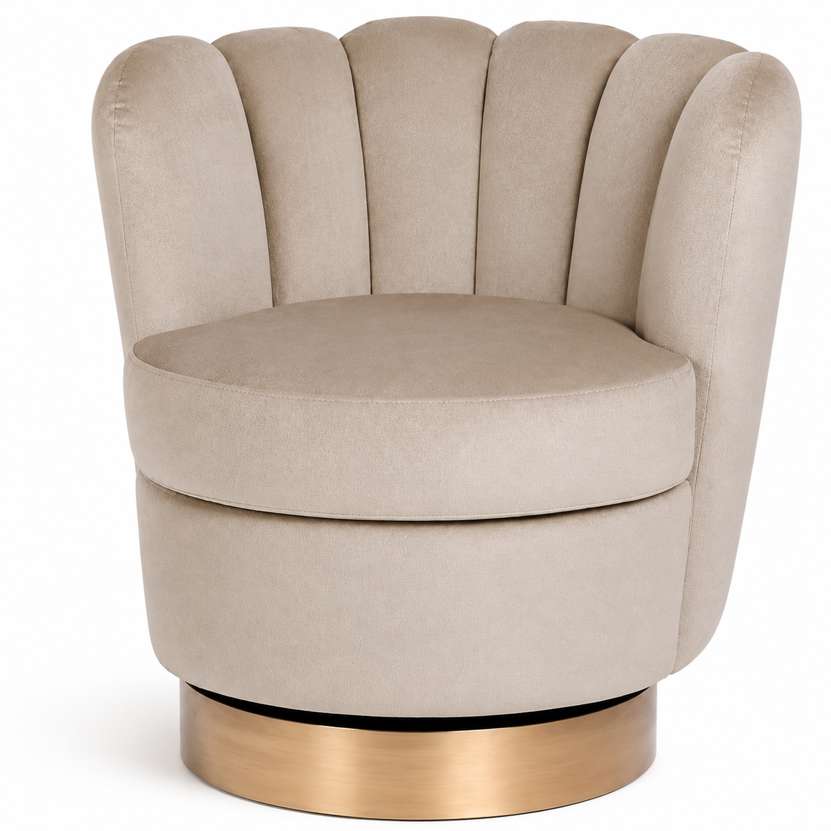 Fauteuil Verance Taupe detail van fluweel en gouden voet