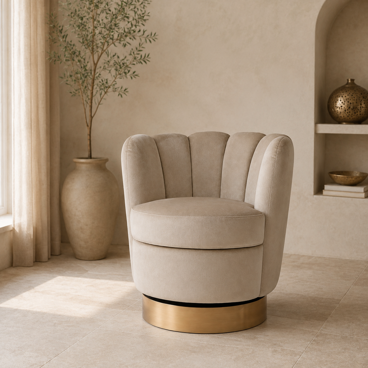 Fauteuil Verance Taupe in een warm interieur