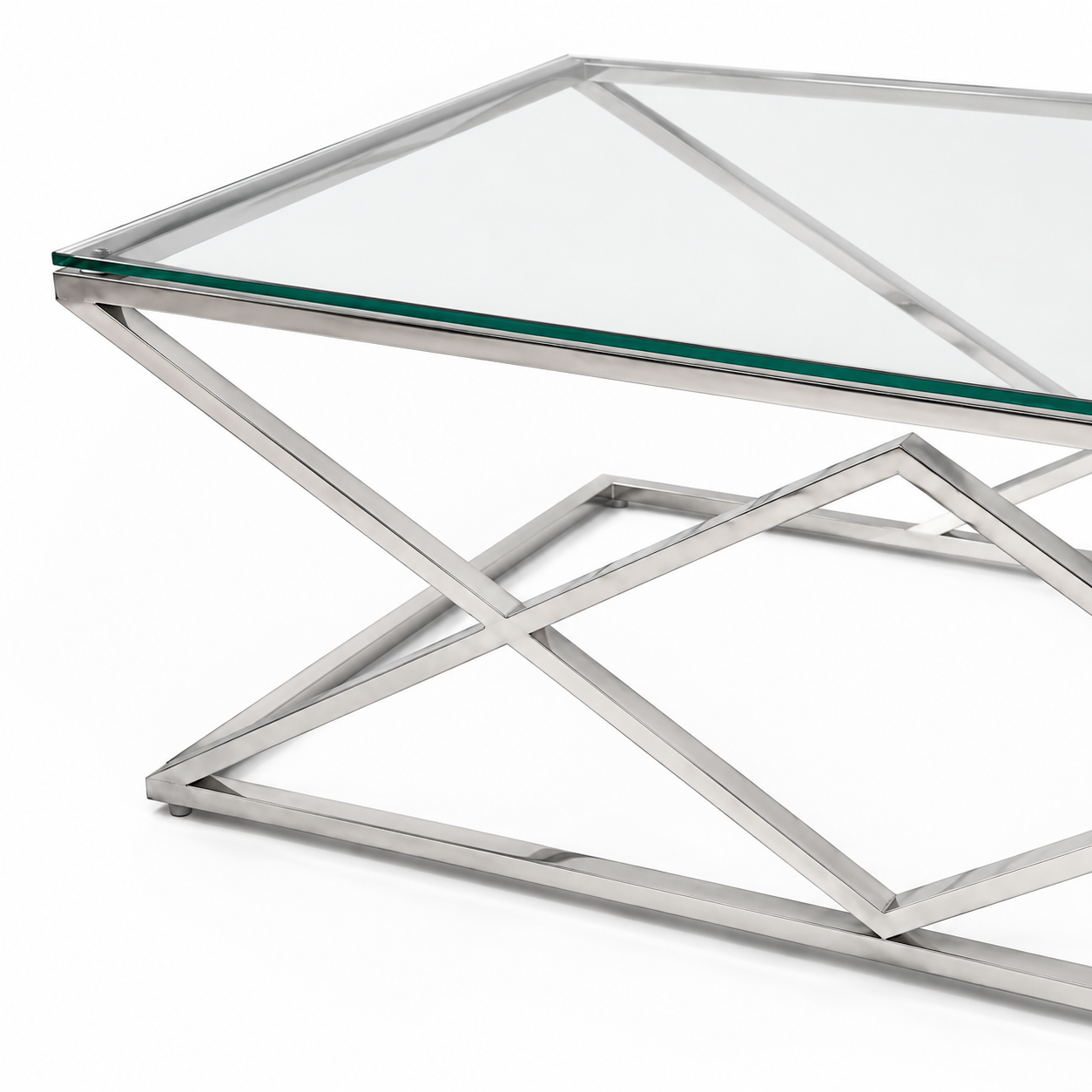 Detail van glas en zilverkleurig ruitframe