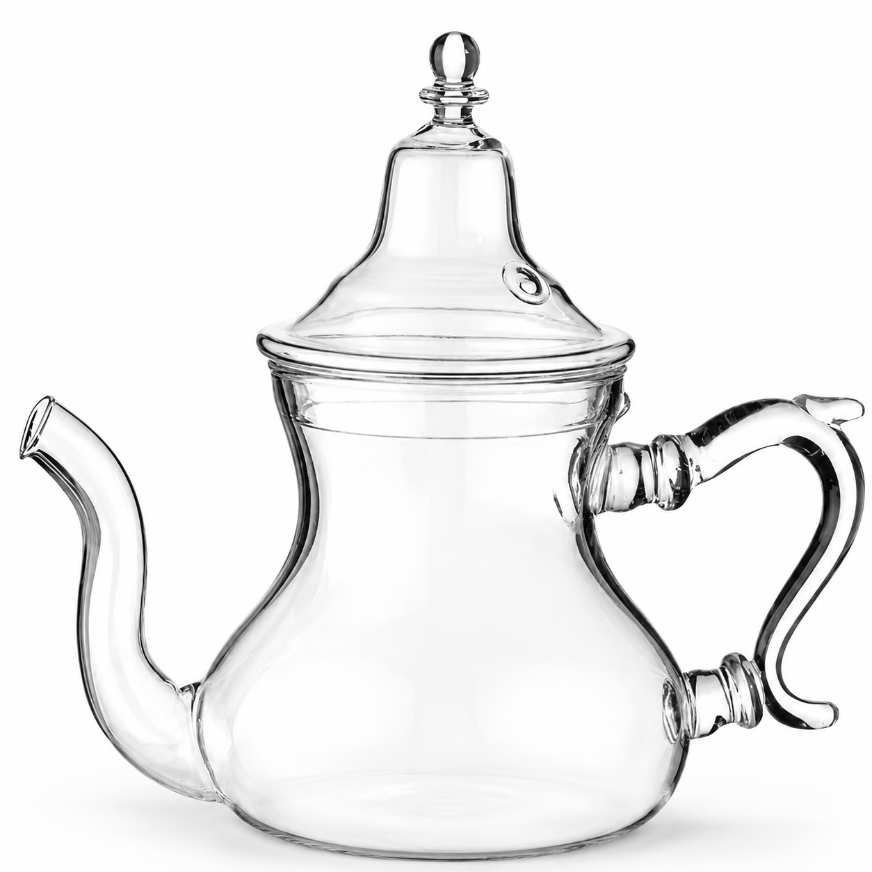 Glazen theepot van 1,7 liter op witte achtergrond