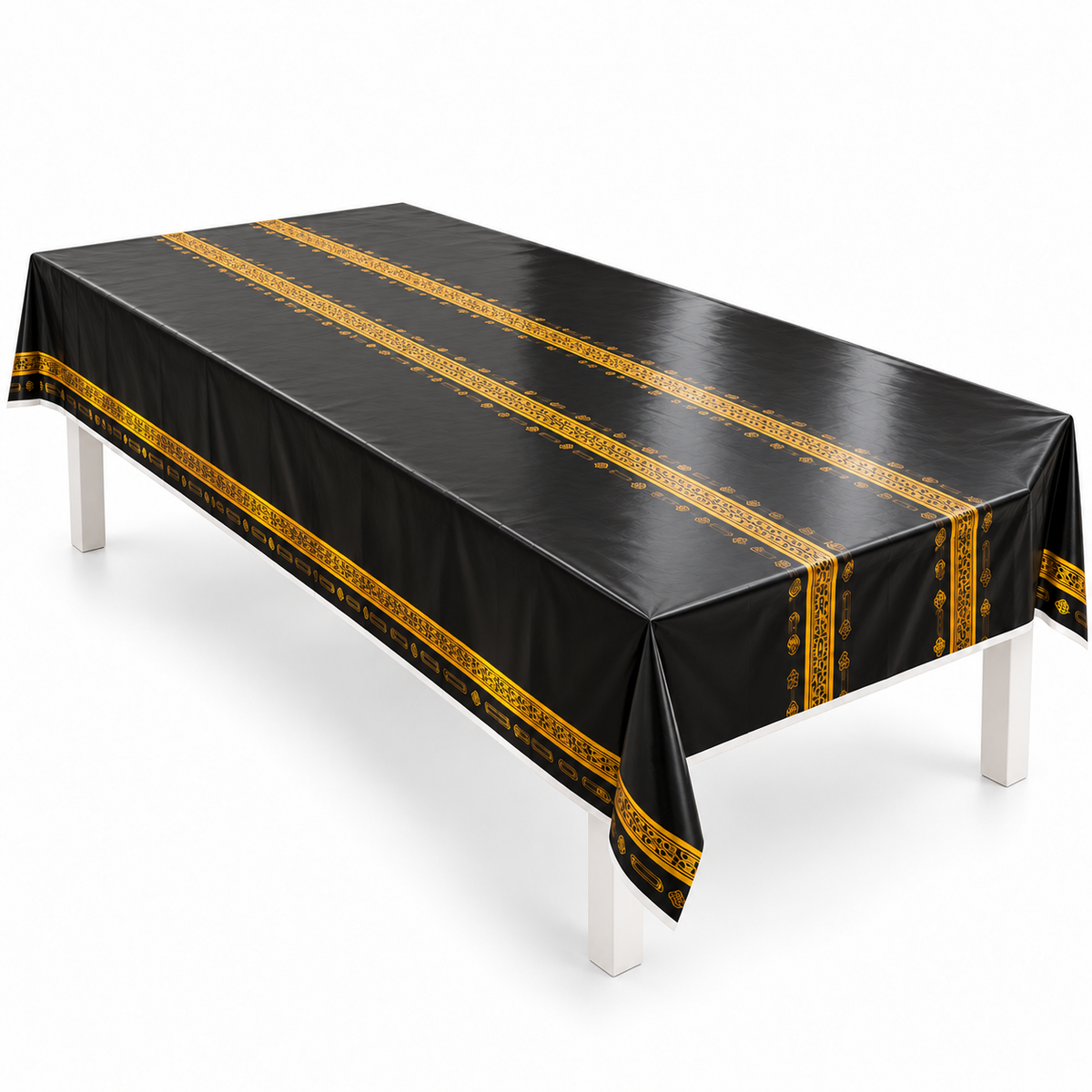 Hadj en Umrah tafelkleed zwart goud 130 x 220 cm