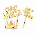 Driedelige Hajj Mabrour taartdecoratieset met goudkleurige spiegelglans
