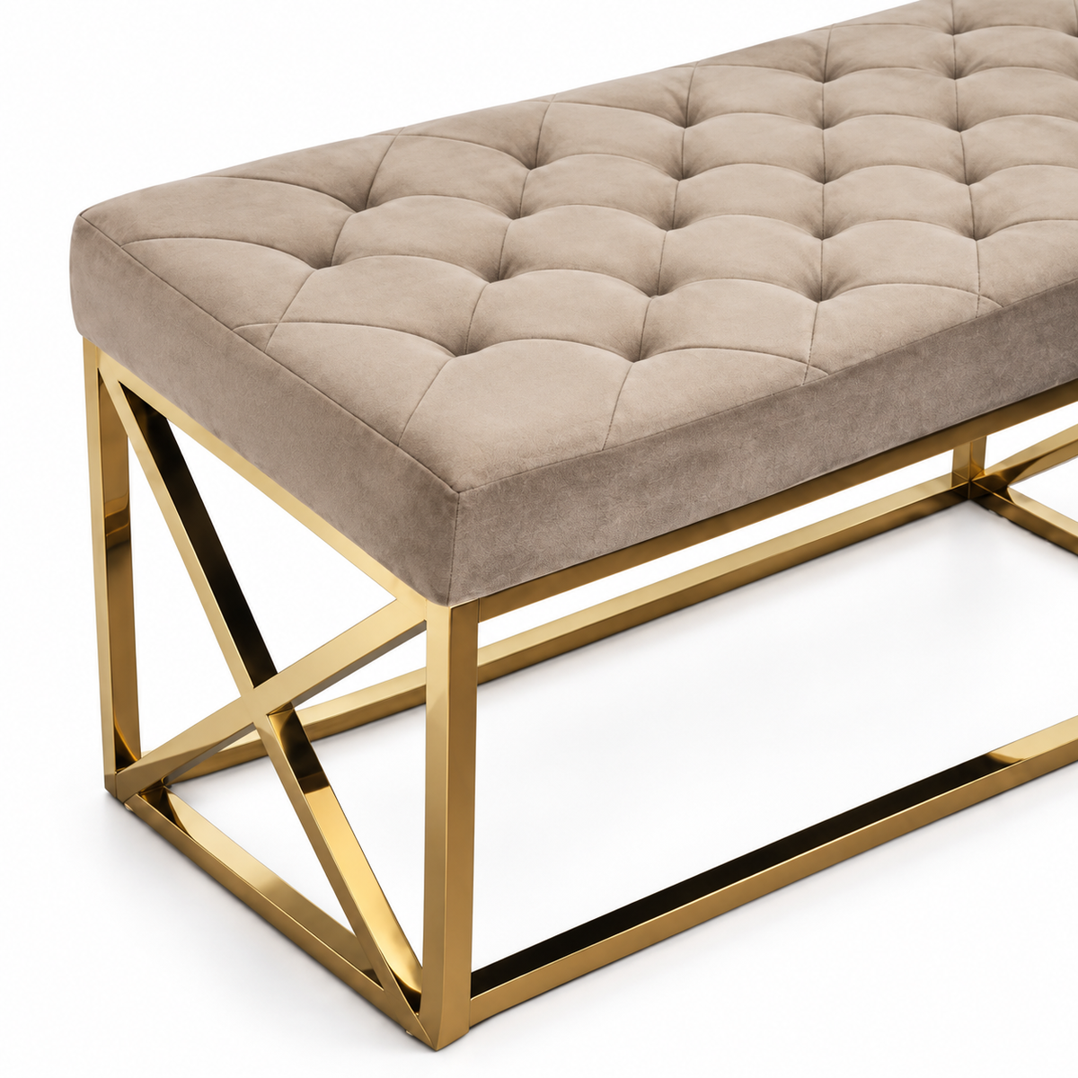 Halbank Taupe met goudkleurig onderstel - detailfoto
