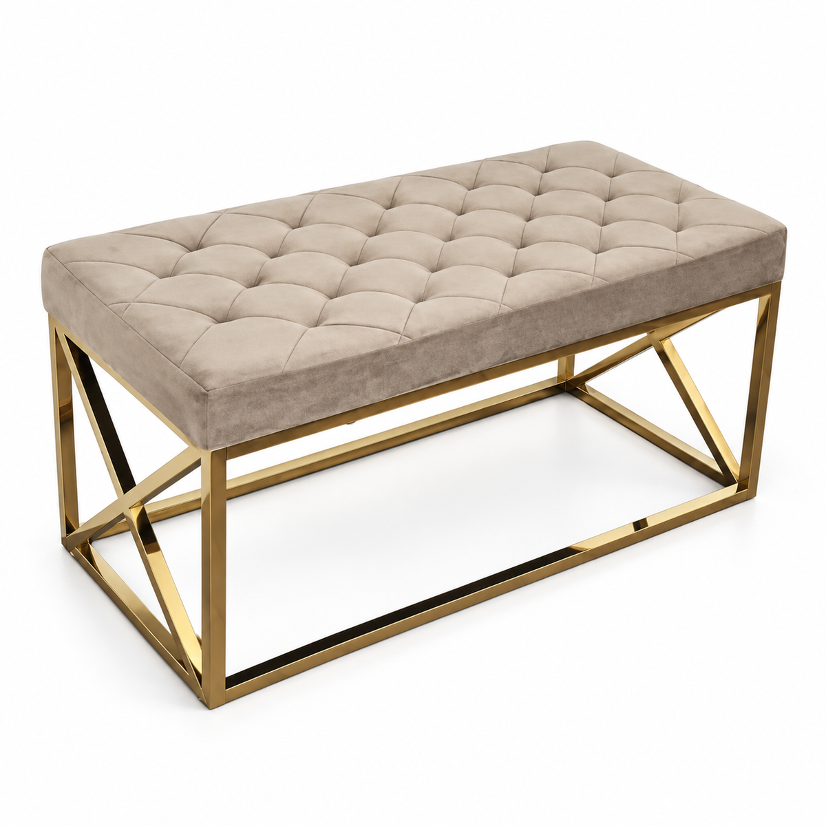 Halbank Taupe met goudkleurig onderstel - hoofdfoto