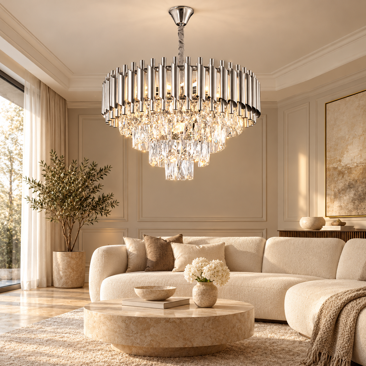 Hanglamp Queen Silver in een luxe interieur