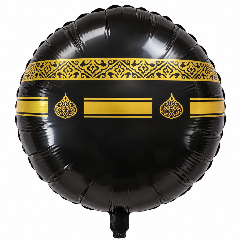 Ronde Kaäba folieballon zwart goud 18 inch