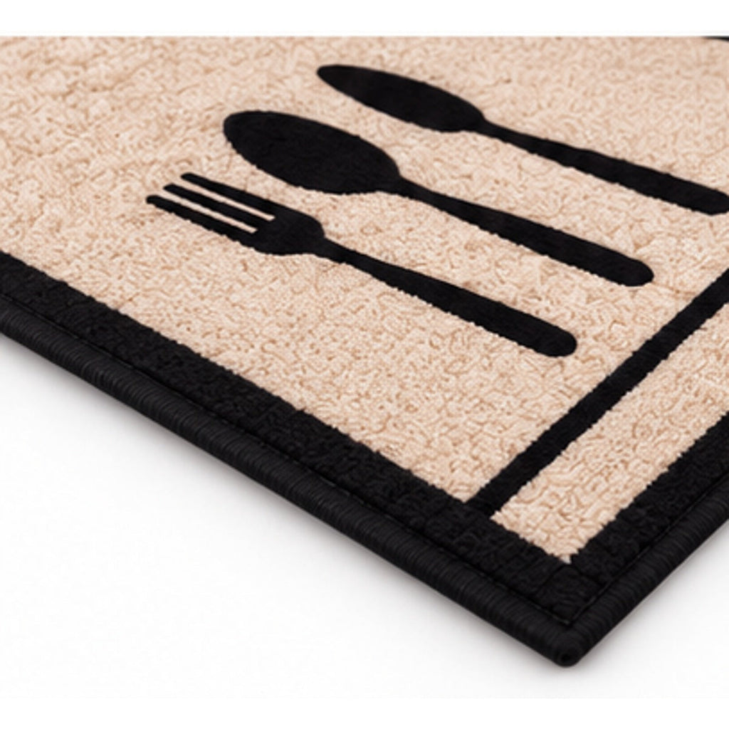 Keukenloper KITCHEN Beige zwart detail