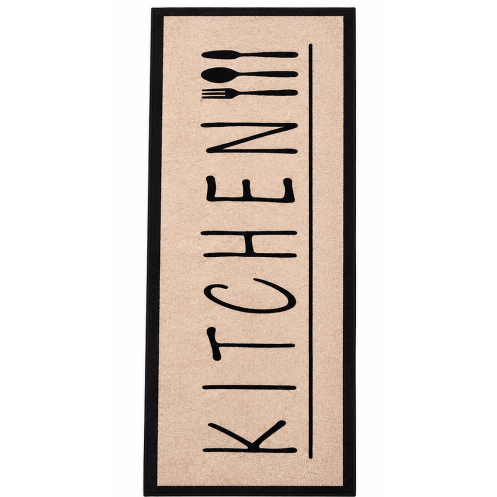 Keukenloper KITCHEN Beige Zwart 80 x 200 cm hoofdfoto