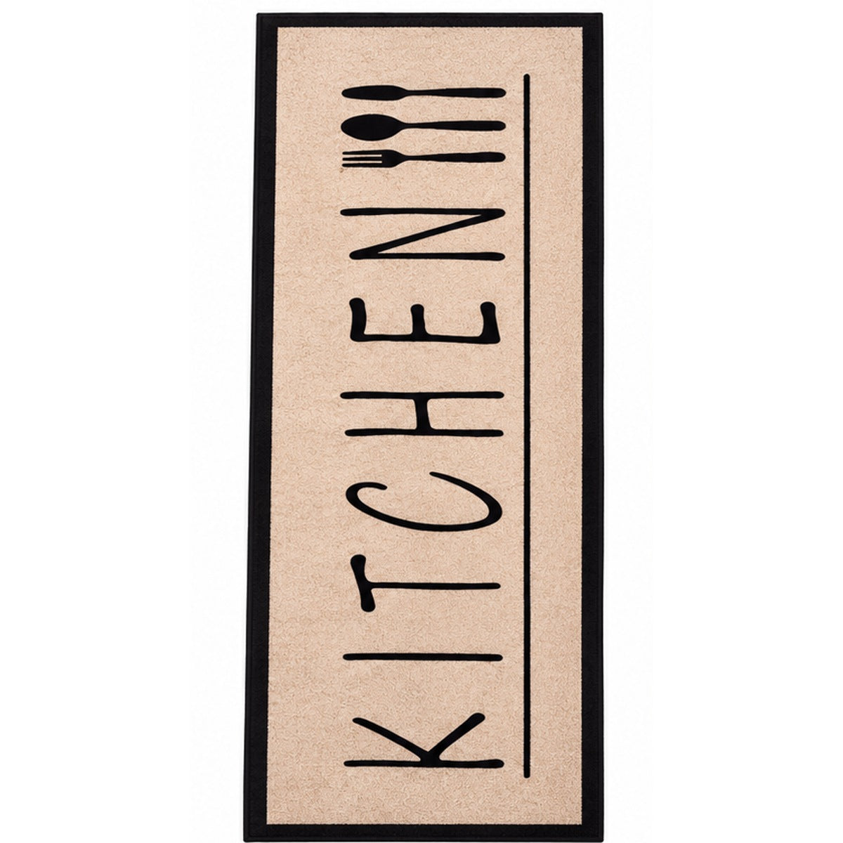 Keukenloper KITCHEN Beige Zwart 80 x 200 cm hoofdfoto