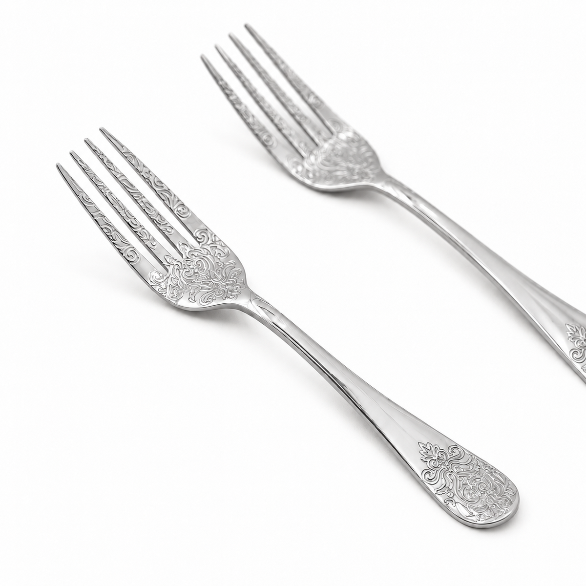 Kleine zilveren vorkjes met siermotief, set van 6, 16 cm