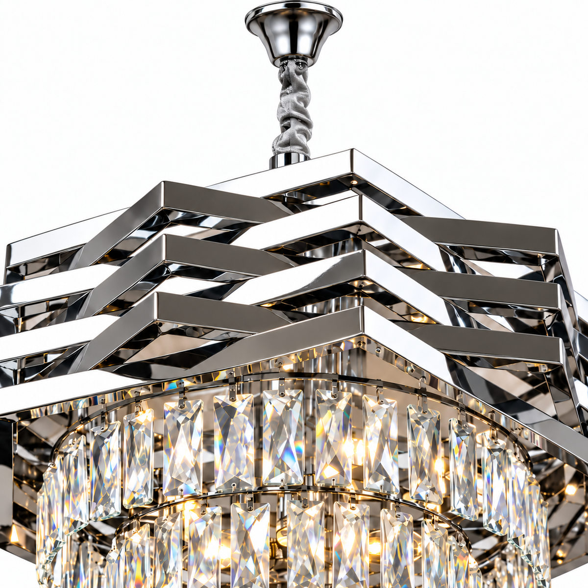 Kristallen hanglamp chroom - detailfoto