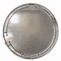 Rond Marokkaans dienblad in zilver met gegraveerd patroon