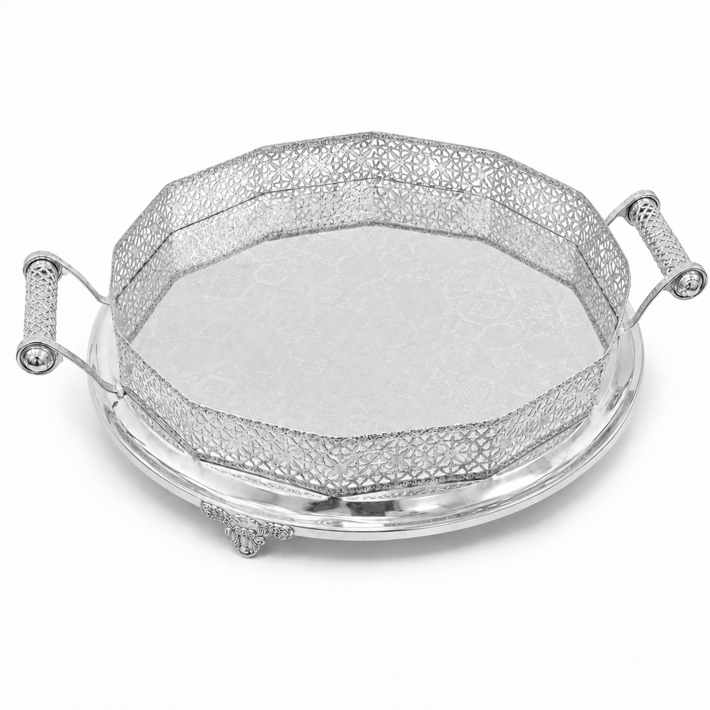 Traditioneel Marokkaans dienblad zilver – productfoto