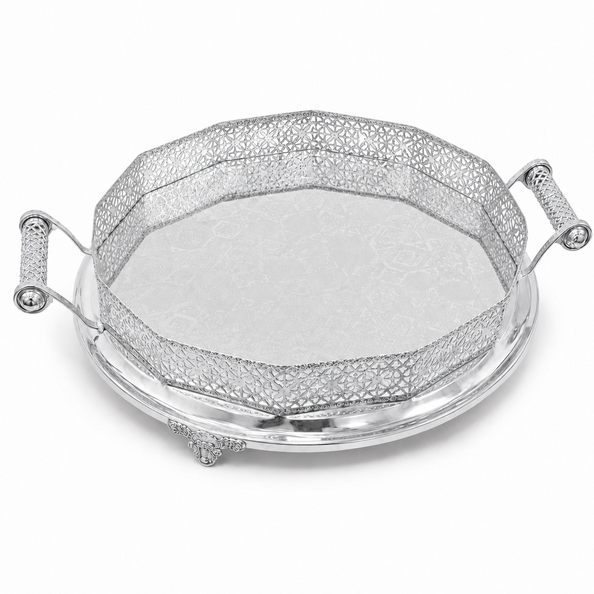 Traditioneel Marokkaans dienblad zilver – productfoto