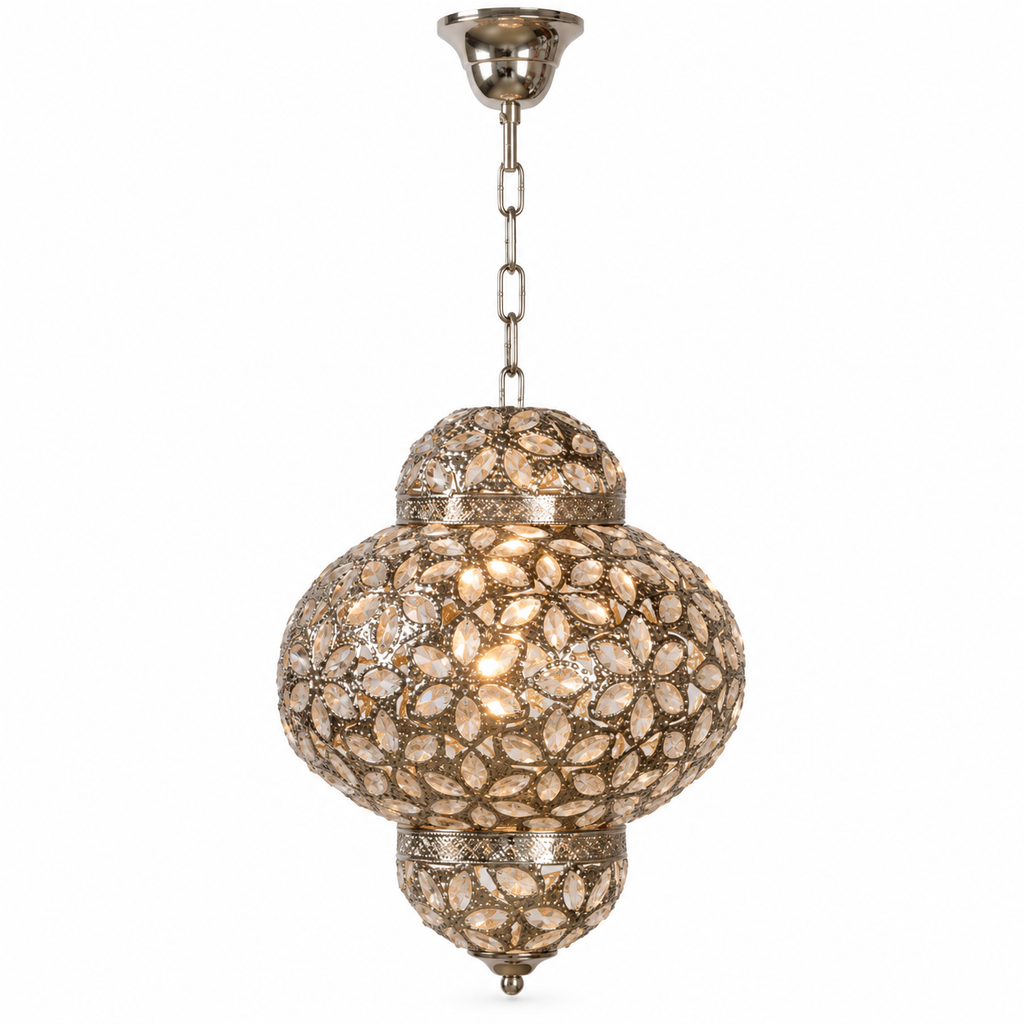 Oosterse lamp Djerba zilver op witte achtergrond