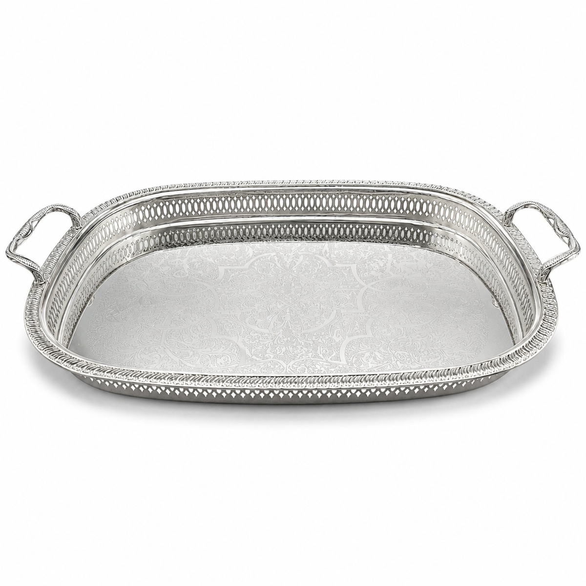 Ovaal Marokkaans dienblad zilver – productfoto