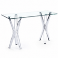 Sidetable met glazen blad en zilveren waaiervormig onderstel