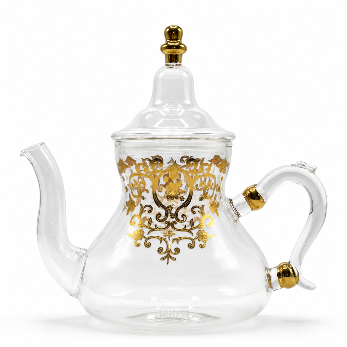 Glazen theepot Ifran Goud van 1,7 liter op witte achtergrond