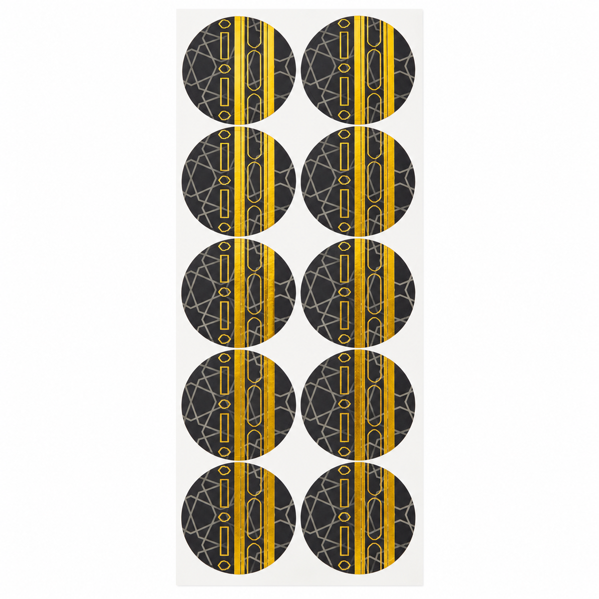 Tien ronde Umrah-stickers zwart goud met geometrisch patroon