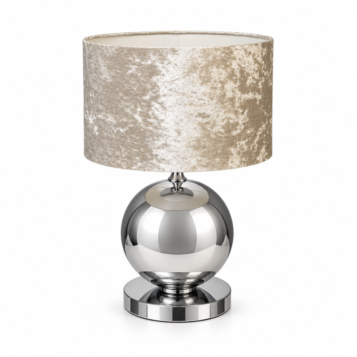 XL bollamp met chromen bolvoet