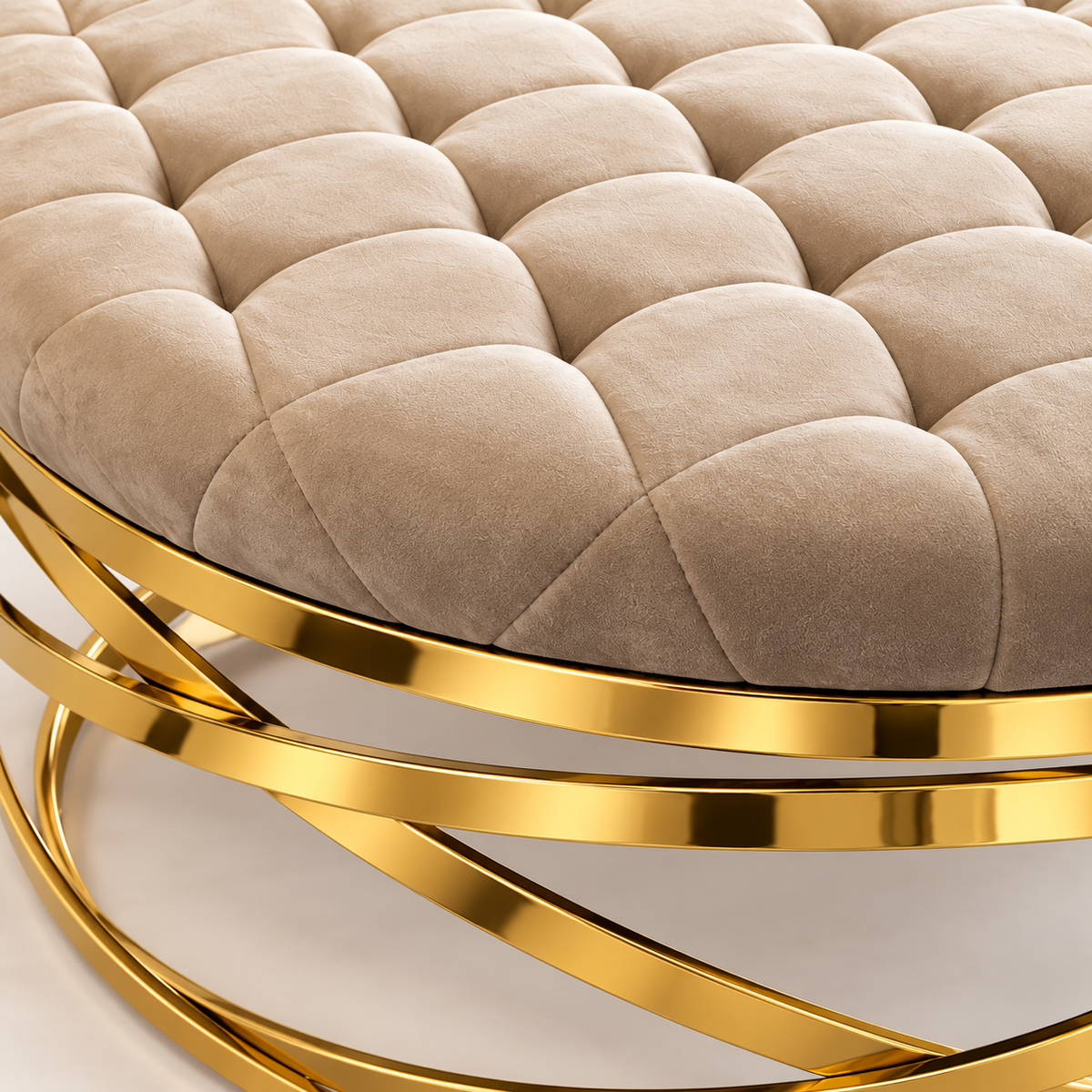 Detail XL poef beige goud